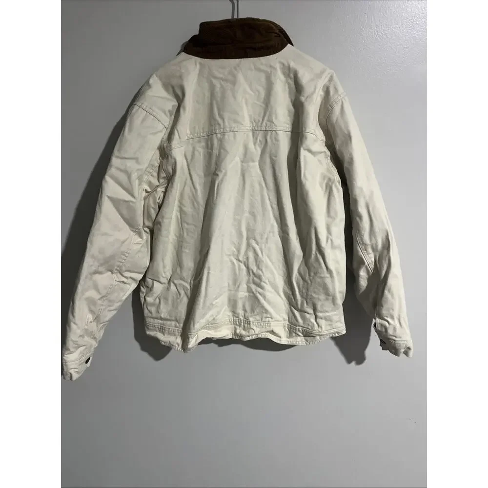 Bass Creek Outfitters Mens Beige Full Zip Jacket Point Collar Logo Size Large